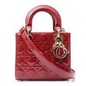 Christian Dior Lady Shoulder Bag Patent Vernis Red
